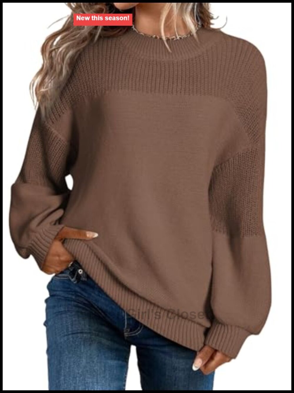 Oversized Long Sleeve Crewneck Knit Pullover Sweater Loose Fit Casual